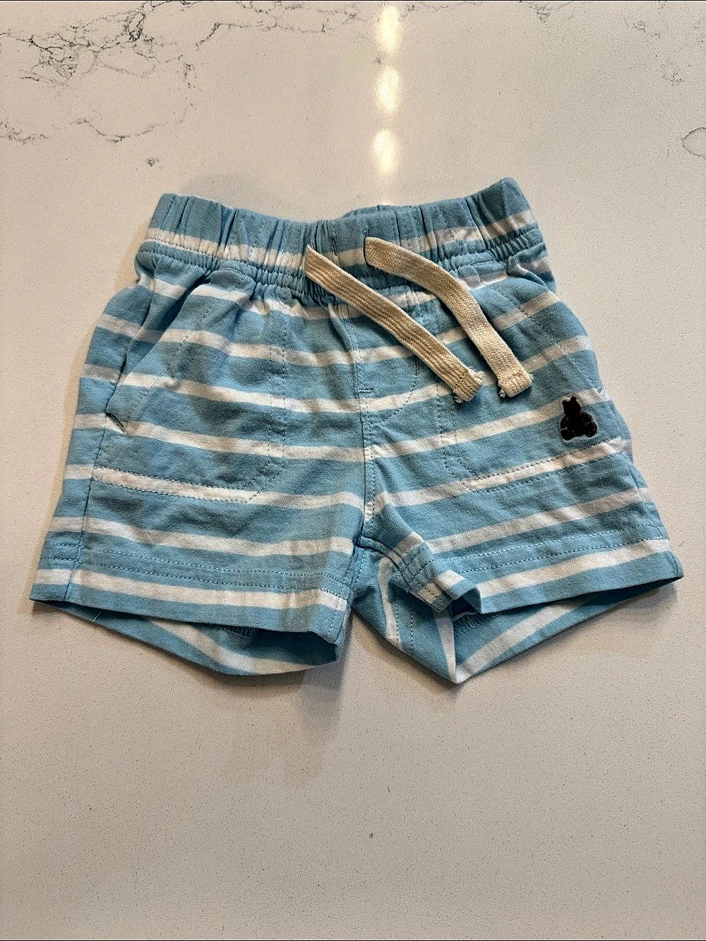 Baby Gap Brannan Bear Striped Pull-On Shorts Blue & White